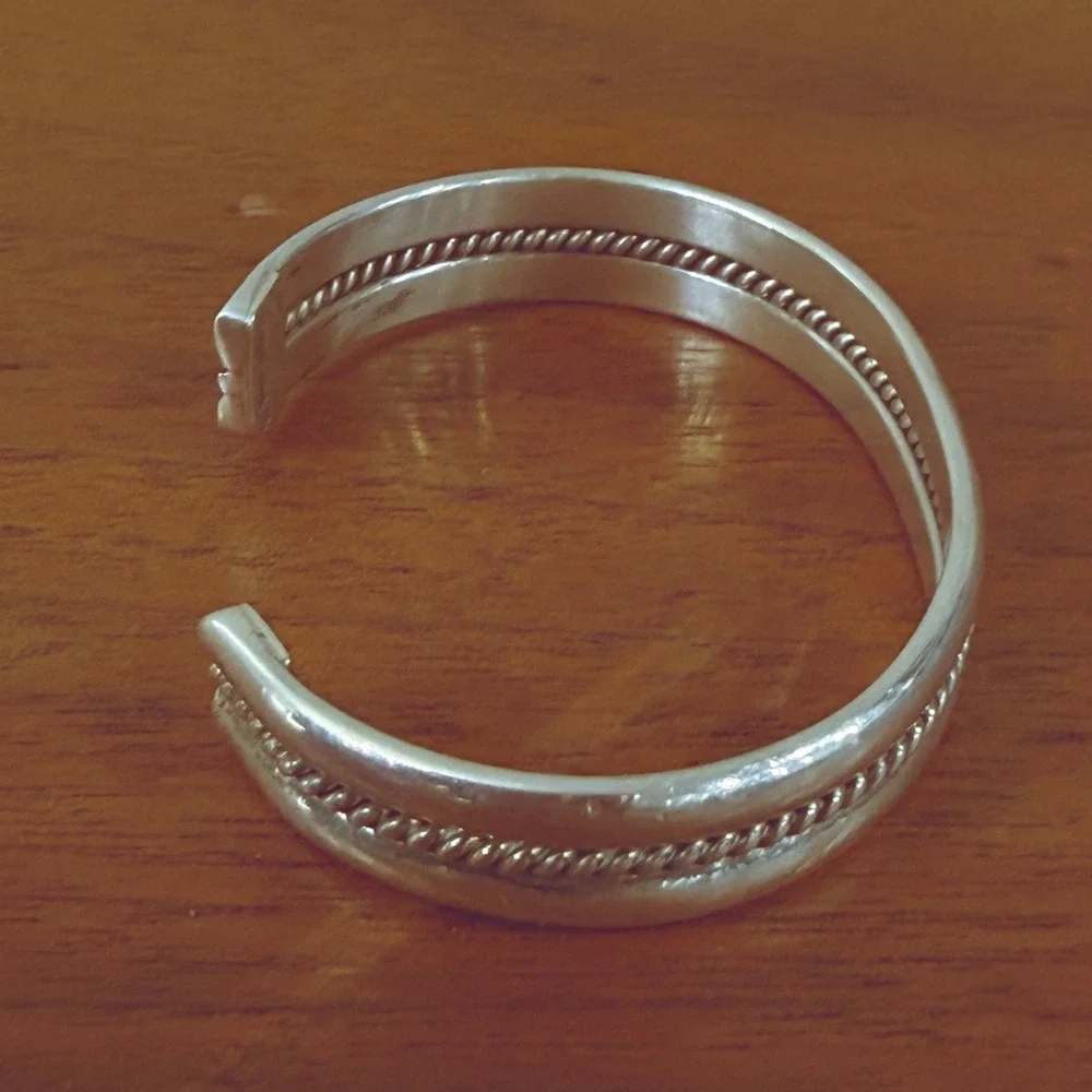 Vintage Sterling Silver Baby's Cuff Bracelet Navajo Style Marked 